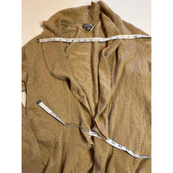 Charter Club Womens 100% cashmere Ruffle Cardigan Sweater L Tan open front soft - Picture 8 of 11